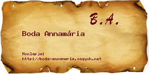 Boda Annamária névjegykártya